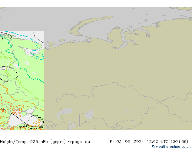 Height/Temp. 925 hPa Arpege-eu ven 03.05.2024 18 UTC