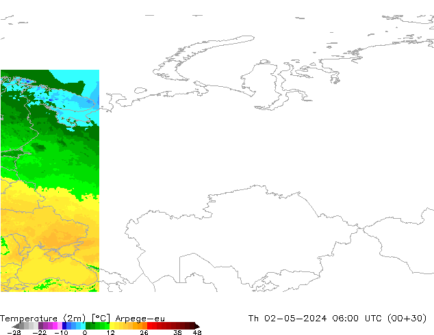карта температуры Arpege-eu чт 02.05.2024 06 UTC