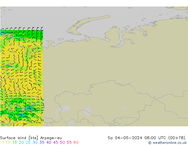 Surface wind Arpege-eu Sa 04.05.2024 06 UTC