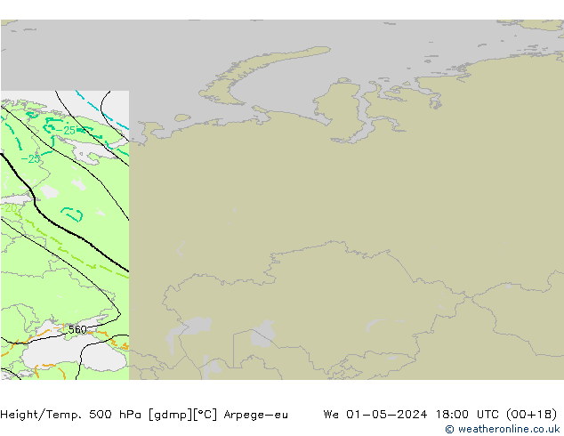 Height/Temp. 500 hPa Arpege-eu Mi 01.05.2024 18 UTC