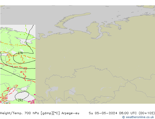 Height/Temp. 700 hPa Arpege-eu  05.05.2024 06 UTC