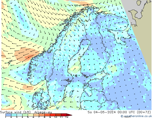 Rüzgar 10 m (bft) Arpege-eu Cts 04.05.2024 00 UTC