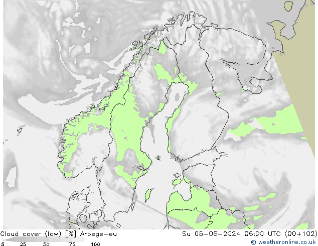 Nuages (bas) Arpege-eu dim 05.05.2024 06 UTC