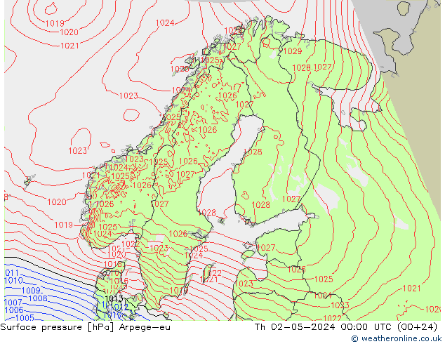 ciśnienie Arpege-eu czw. 02.05.2024 00 UTC