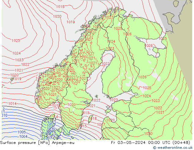 Luchtdruk (Grond) Arpege-eu vr 03.05.2024 00 UTC