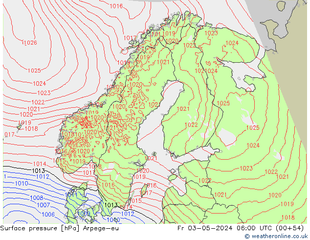 Surface pressure Arpege-eu Fr 03.05.2024 06 UTC