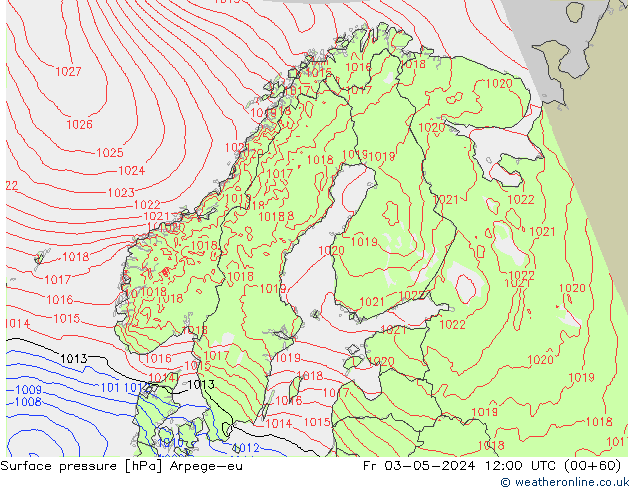 Surface pressure Arpege-eu Fr 03.05.2024 12 UTC