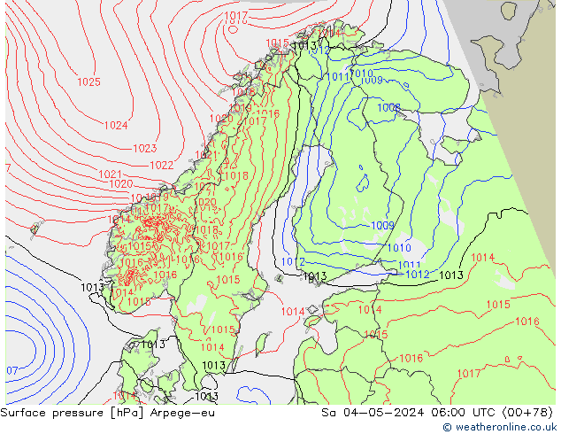 Surface pressure Arpege-eu Sa 04.05.2024 06 UTC