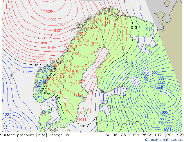 pression de l'air Arpege-eu dim 05.05.2024 06 UTC