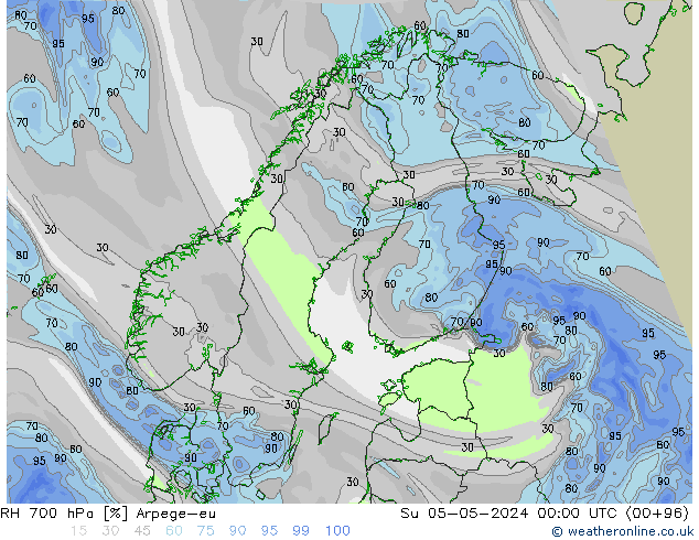 RH 700 hPa Arpege-eu Su 05.05.2024 00 UTC