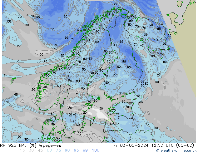 RH 925 hPa Arpege-eu pt. 03.05.2024 12 UTC