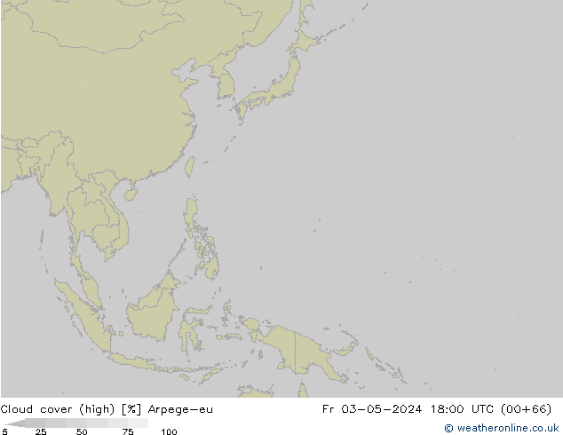 Cloud cover (high) Arpege-eu Fr 03.05.2024 18 UTC