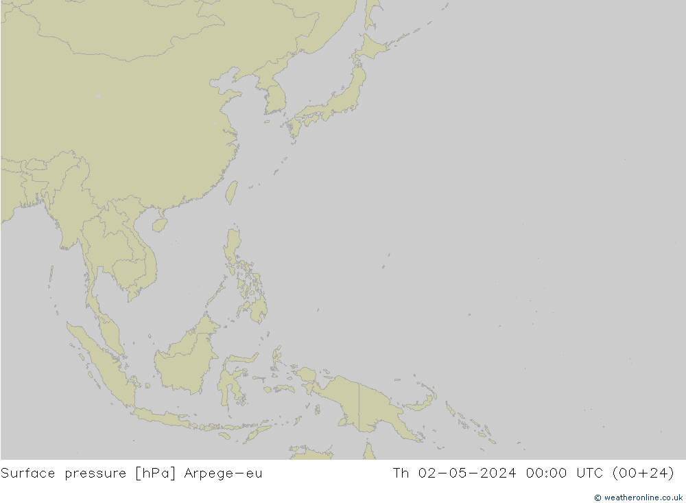 Presión superficial Arpege-eu jue 02.05.2024 00 UTC