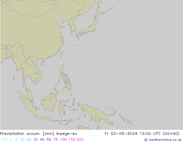 Precipitation accum. Arpege-eu Fr 03.05.2024 12 UTC