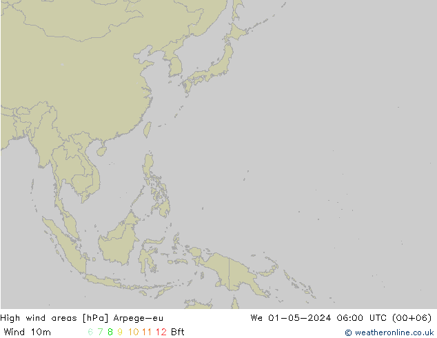 High wind areas Arpege-eu Qua 01.05.2024 06 UTC