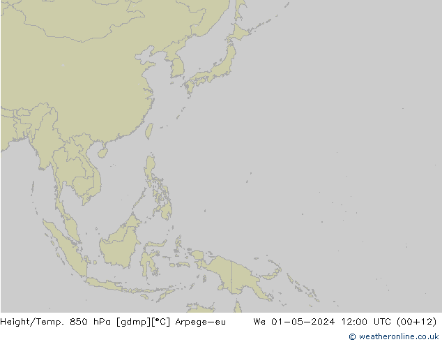 Hoogte/Temp. 850 hPa Arpege-eu wo 01.05.2024 12 UTC