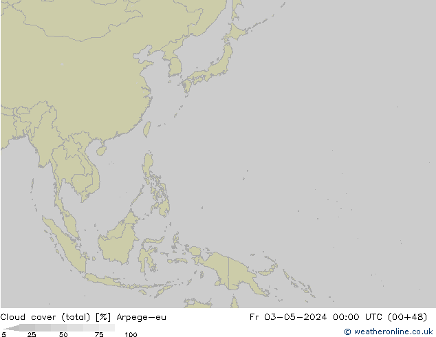 Cloud cover (total) Arpege-eu Fr 03.05.2024 00 UTC