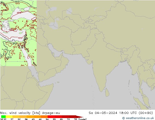 Max. wind velocity Arpege-eu Sa 04.05.2024 18 UTC