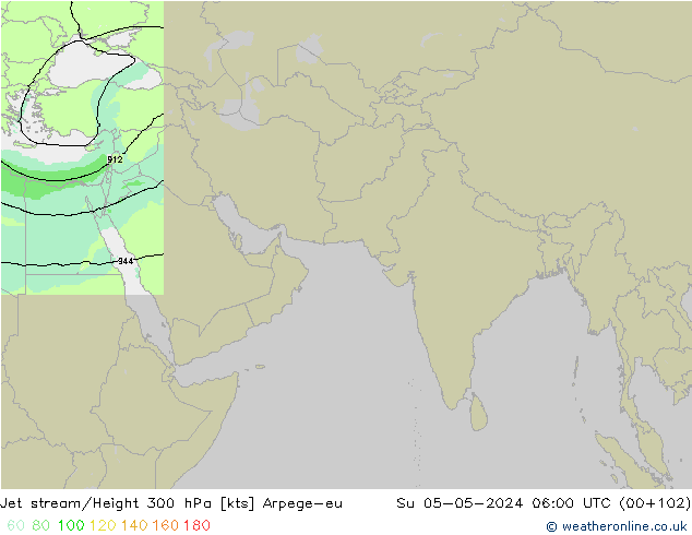 Jet stream/Height 300 hPa Arpege-eu Su 05.05.2024 06 UTC