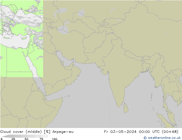 Cloud cover (middle) Arpege-eu Fr 03.05.2024 00 UTC