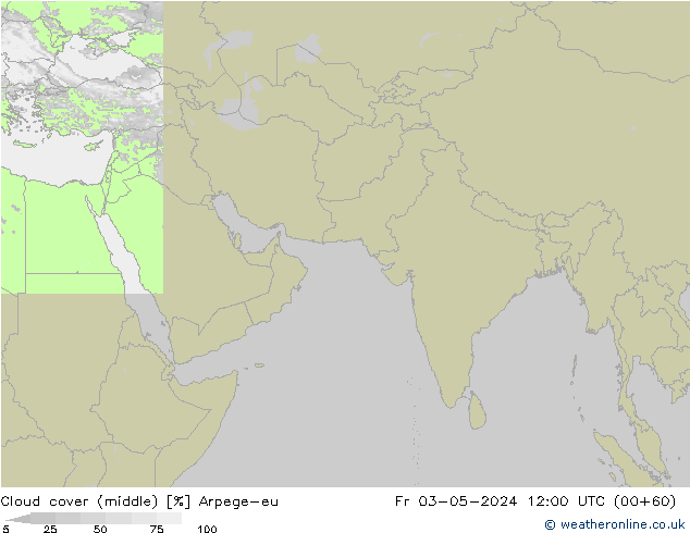 Cloud cover (middle) Arpege-eu Fr 03.05.2024 12 UTC