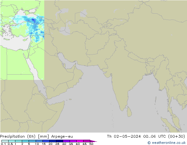 Precipitation (6h) Arpege-eu Th 02.05.2024 06 UTC