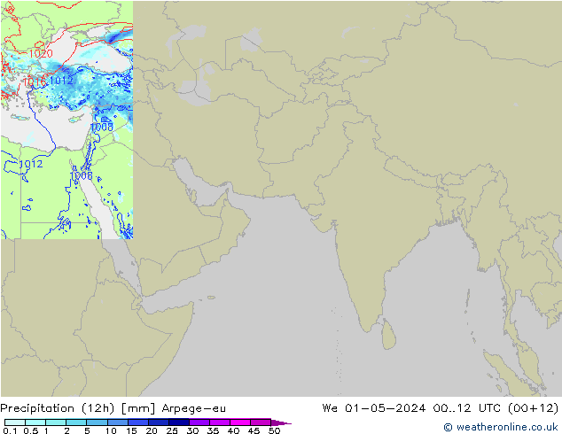 Precipitation (12h) Arpege-eu We 01.05.2024 12 UTC