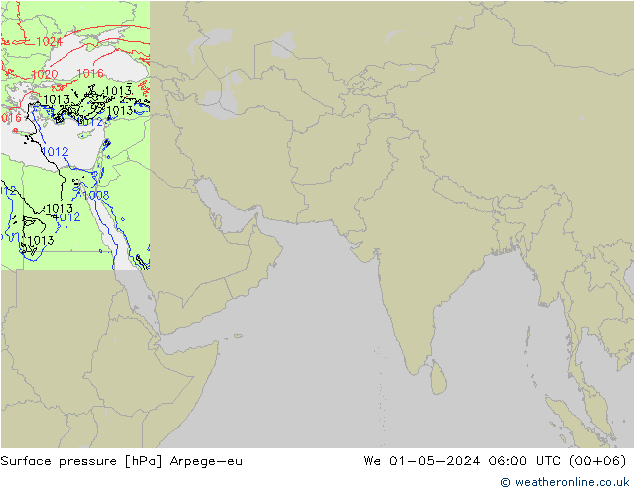 地面气压 Arpege-eu 星期三 01.05.2024 06 UTC