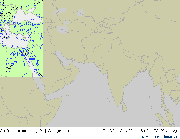 Presión superficial Arpege-eu jue 02.05.2024 18 UTC