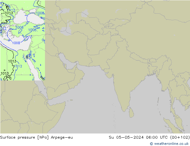 Atmosférický tlak Arpege-eu Ne 05.05.2024 06 UTC