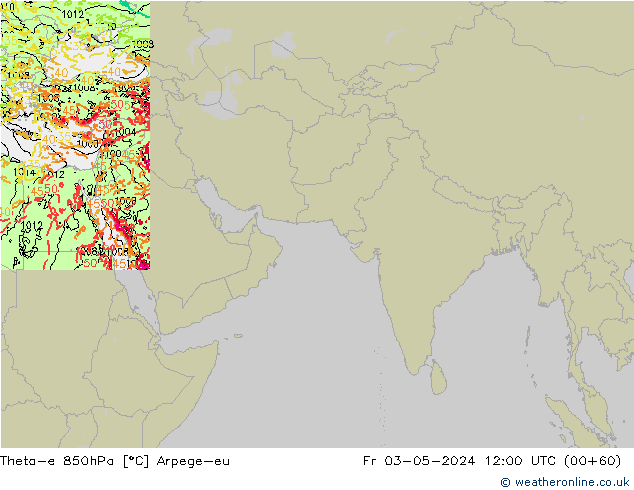 Theta-e 850hPa Arpege-eu Fr 03.05.2024 12 UTC