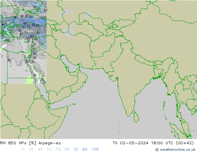 RH 850 hPa Arpege-eu Th 02.05.2024 18 UTC