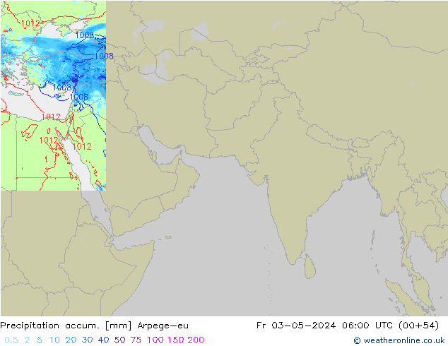 Precipitation accum. Arpege-eu Fr 03.05.2024 06 UTC