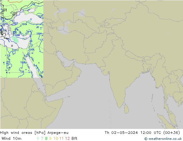 High wind areas Arpege-eu чт 02.05.2024 12 UTC