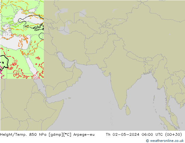 Height/Temp. 850 hPa Arpege-eu Th 02.05.2024 06 UTC