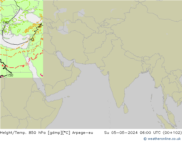 Height/Temp. 850 hPa Arpege-eu  05.05.2024 06 UTC