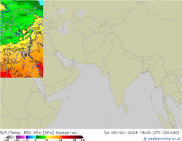 SLP/Temp. 850 hPa Arpege-eu sab 04.05.2024 18 UTC