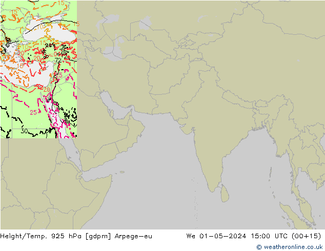 Height/Temp. 925 hPa Arpege-eu Mi 01.05.2024 15 UTC