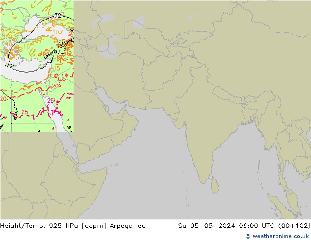 Height/Temp. 925 hPa Arpege-eu Su 05.05.2024 06 UTC