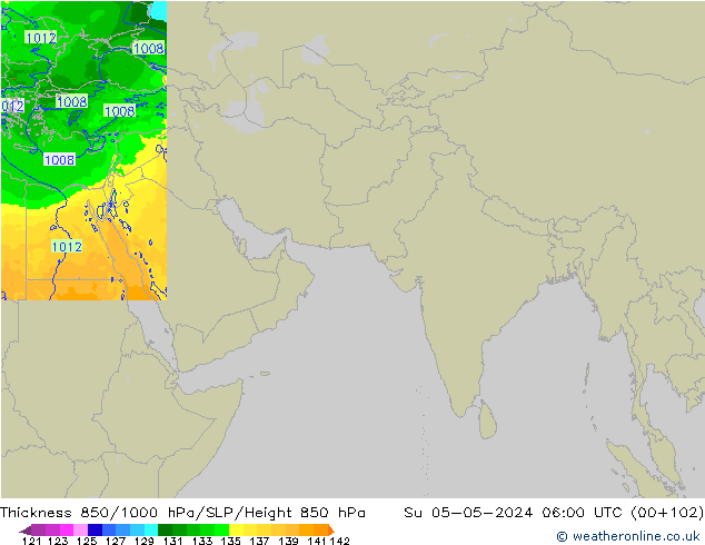 Thck 850-1000 hPa Arpege-eu Su 05.05.2024 06 UTC