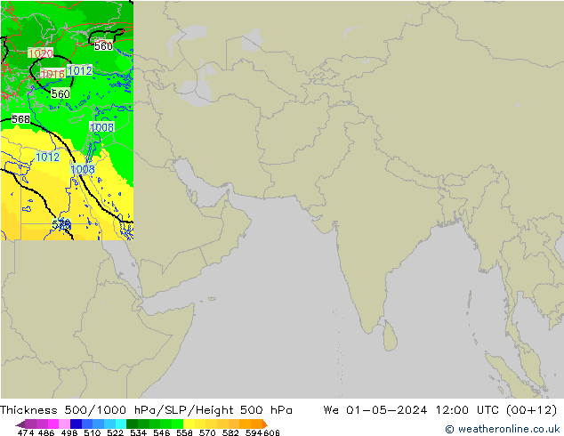 Thck 500-1000hPa Arpege-eu St 01.05.2024 12 UTC