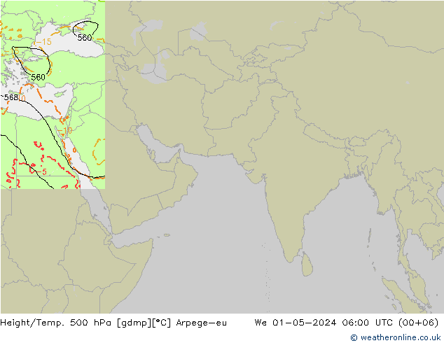 Geop./Temp. 500 hPa Arpege-eu mié 01.05.2024 06 UTC