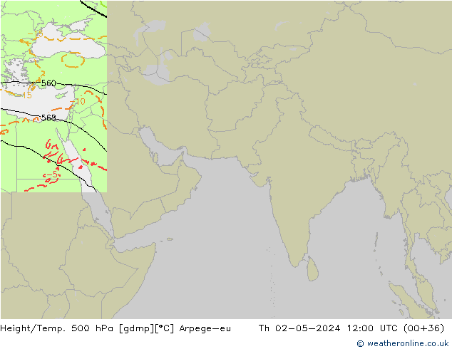 Height/Temp. 500 hPa Arpege-eu Qui 02.05.2024 12 UTC