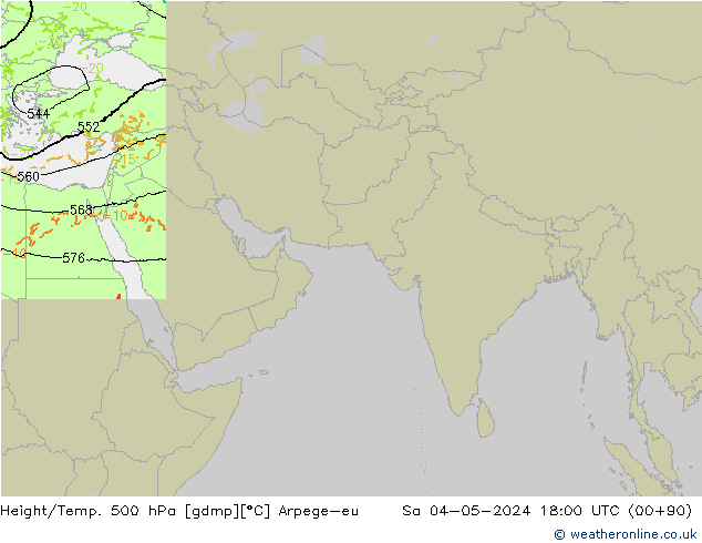 Height/Temp. 500 hPa Arpege-eu Sáb 04.05.2024 18 UTC