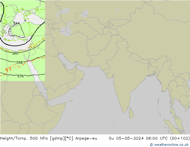Height/Temp. 500 hPa Arpege-eu Su 05.05.2024 06 UTC