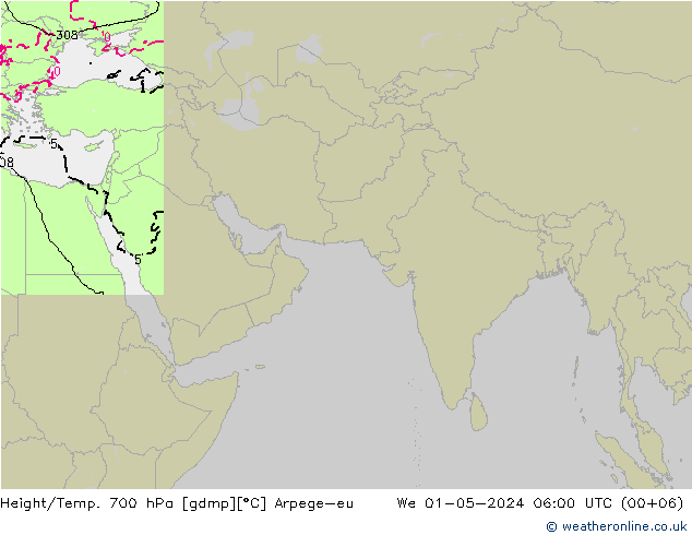 Height/Temp. 700 hPa Arpege-eu  01.05.2024 06 UTC