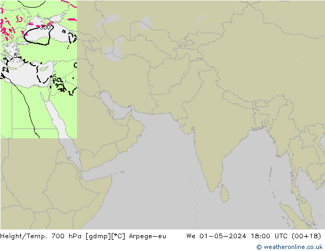 Height/Temp. 700 hPa Arpege-eu  01.05.2024 18 UTC