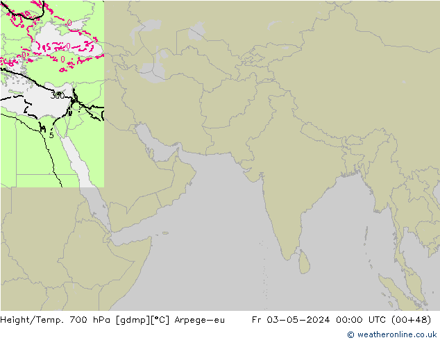 Yükseklik/Sıc. 700 hPa Arpege-eu Cu 03.05.2024 00 UTC