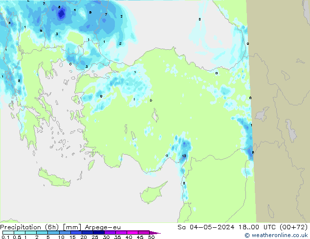 Precipitation (6h) Arpege-eu Sa 04.05.2024 00 UTC