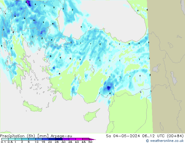 Precipitation (6h) Arpege-eu Sa 04.05.2024 12 UTC